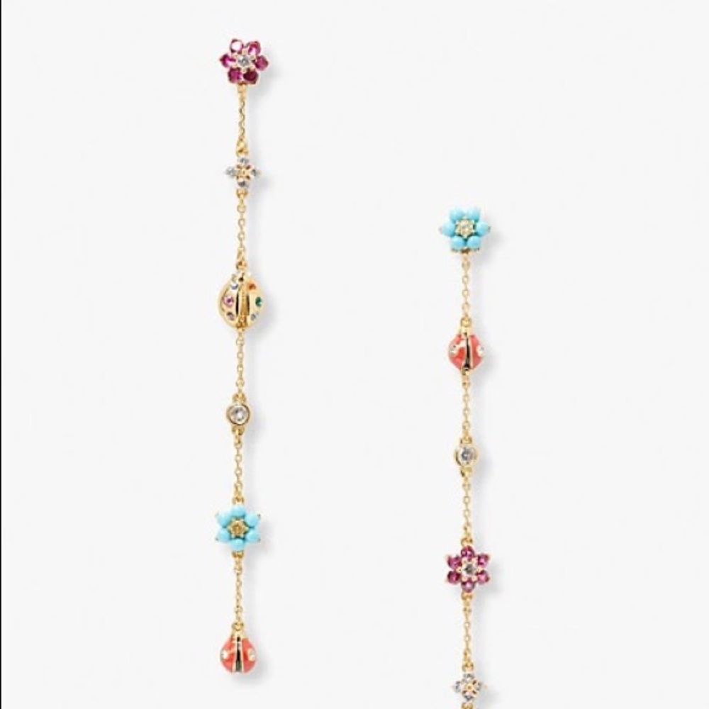 Kate Spade Nature Walk Ladybug Linear Earrings NWOT